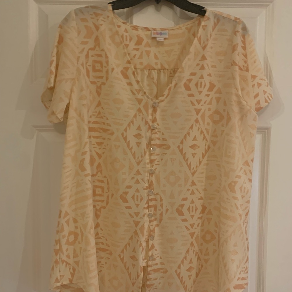 Lularoe button up top size Medium orange tones